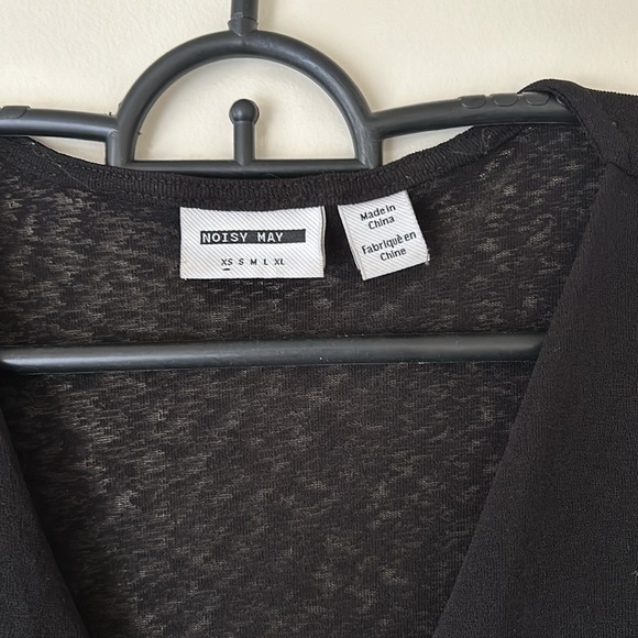 Sheer long sleeve bodysuit, Noisy May XS, black, plunge neck - Picture 4 of 4